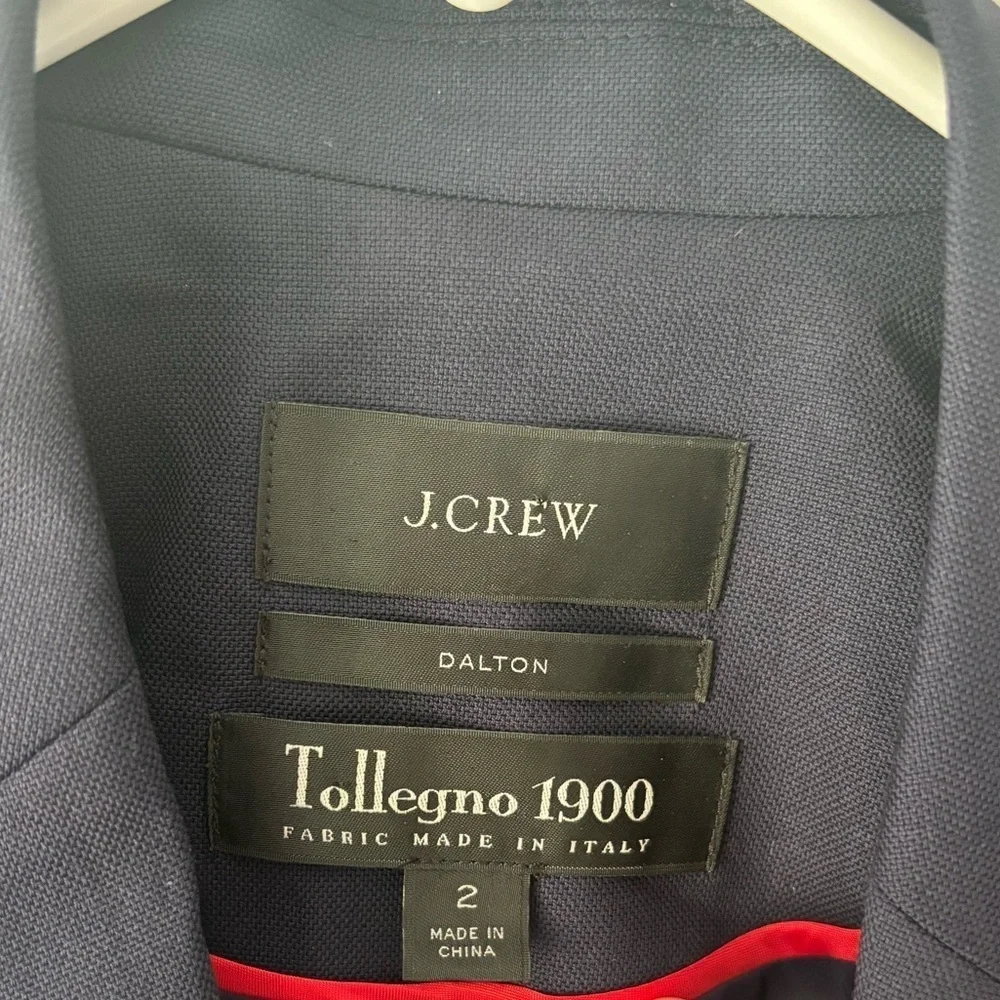 J. Crew Dalton Blazer Tollegno 1900 Italy Wool Navy Blue Career Business Office